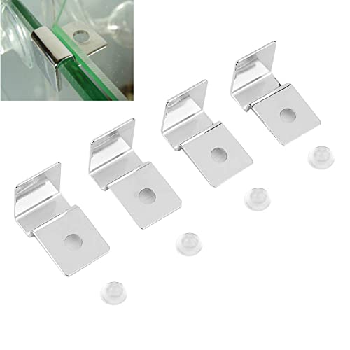 4Pcs Pssopp Aquarium Cover Bracket, Fish Glass Cover Clip Stainless Steel Aquarium Glass Covers Support Bracket Holders Universal Lid Clips for Rimless Aquariums(5mm) - color: 5mm