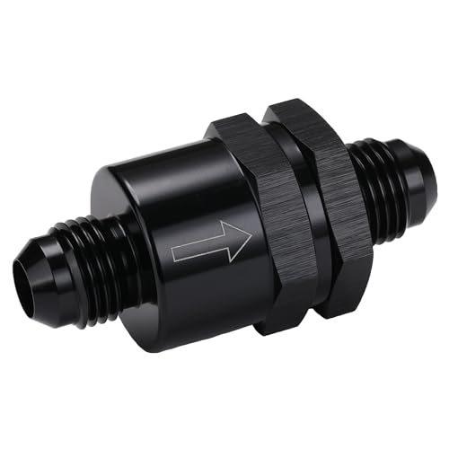 6AN Non Return One Way Inline Check Valve Fitting Aluminum Black - size: 6AN