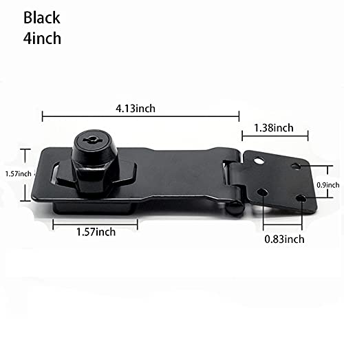 2 Packs Keyed Hasp Locks Twist Knob Keyed Locking Hasp for Small Doors, Cabinets and More,Stainless Steel Steel, Hasp Lock Catch Latch Safety Lock Door Lock with Keys (4inch, Bliack) - color: Bliack, size: Straight 4 Inch