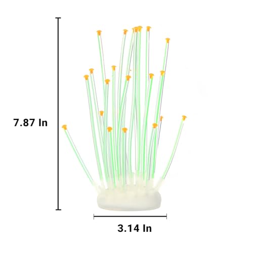 Realistic Coral Aquarium Decor with Weighted Base, Soft Silicone Tentacle Ornament Lifelike Moving for Freshwater Saltwater Fish Tank, Safe Shelter for Fish Shrimp Invertebrates Aquascaping (Green) - color: Green
