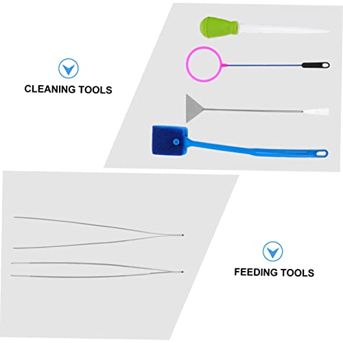 7pcs Aquarium Cleaning Tools Set Stainless Steel Aquascaping Tweezers Fish Tank Brush and Net for Easy Maintenance and Care of Aquatic Plants and Fish Random Color