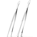 12 Inch Kitchen Tweezer Tongs, 2 PCS Stainless Steel Round & Precision Pointed Tip Extra Long Tweezers Multi-Use Kitchen Tweezers for Cooking, BBQ, plating, Grilling & Food Prep