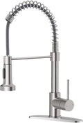 Kitchen Faucets, Brushed Nickel Kitchen Sink Faucet with Pull Down Sprayer Single Handle with Deck Plate Stainless Steel, Suitable for Farmhouse Camper Laundry Rv Bar - OWOFAN 9009SN - color: A - Brushed Nickel
