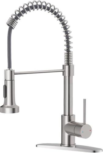 Kitchen Faucets, Brushed Nickel Kitchen Sink Faucet with Pull Down Sprayer Single Handle with Deck Plate Stainless Steel, Suitable for Farmhouse Camper Laundry Rv Bar - OWOFAN 9009SN - color: A - Brushed Nickel