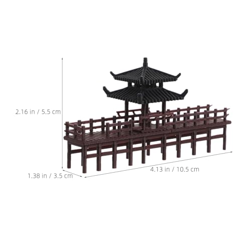 Miniature Pavilion Model Chinese Style Bridge Ornament for Aquarium and Bonsai Decor Compact Ancient Architecture Statue for Micro Landscape