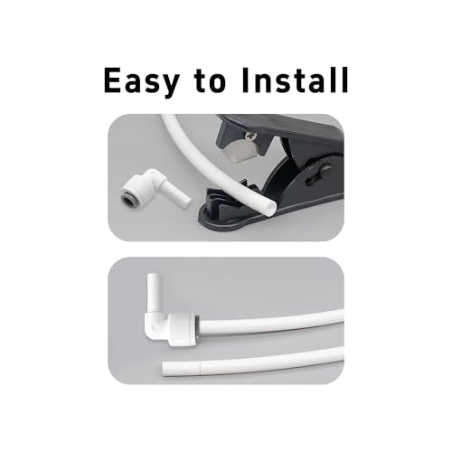 1/4 Inch Stem Elbow Connector, 90 Degree Push to Connect Plastic Quick Fittings for Water Pipe, Reverse Osmosis System, Aquarium Tubing, Easy Plug-In Elbow Joint, White (5 Pack)