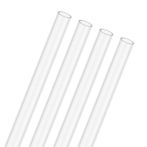 M METERXITY 4-Pack Clear Rigid Acrylic Pipe, 7mm[0.28"] ID x 9mm[0.35"] OD Plastic Round Tube for Water Cooling System/Lamps/Fountains/Aquariums/Display Stand, Acrylic Tubing [305mm/12IN] - size: 7mm ID x 9mm OD