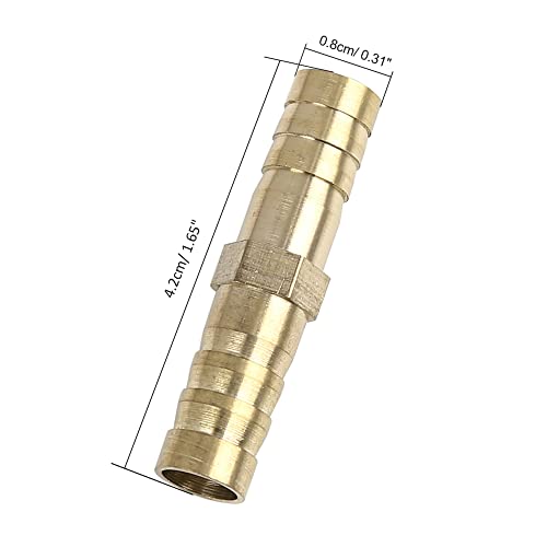 X AUTOHAUX 8mm Brass Barb Hose Fitting Straight Union Connector for Air Water Gas Oil 5pcs - size: 8mm