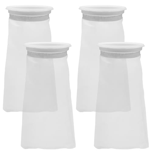 4 Pack 4 Inch Aquarium Filter Bags, Nylon Mesh Filter Socks, 100 Micron Felt Filtration, 4 Inch Ring by 10 Inch Long - size: 10''x4'' (100 Micron)