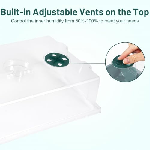YoleShy 5 Packs Seed Starter Tray with Dome Reusable Plastic Plant Growing Trays with Humidity Domes Lids Thickened Sturdy for Seed Starting Germination Growing Seedling Propagation,14.5"x9" - size: 5 Pack with Domes - Green