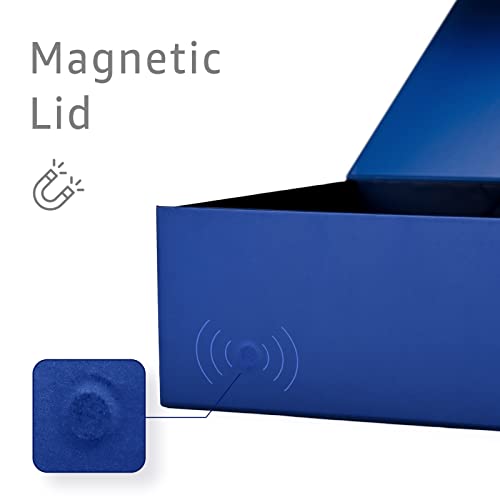 LIFELUM Navy Blue Gift Boxes 2 Pack 13.85 x 8.35 x 4.45 inch, Gift Box for Presents with Ribbon,Card,Shredded Paper Filler Magnetic Closure for Business, Father's Day, Holidays,Birthdays - color: Navy Blue, size: 1 count (Pack of 2)