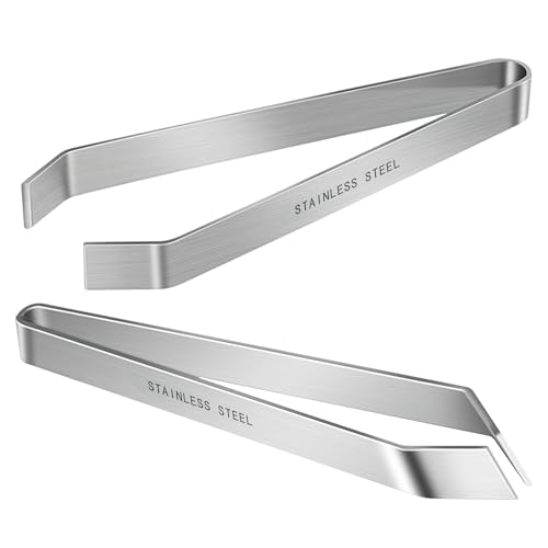 2 Pcs Fish bone tweezers,Stainless Steel Tweezers Flat and Slant for Fish Bones,Pig and Chicken Hair Remover