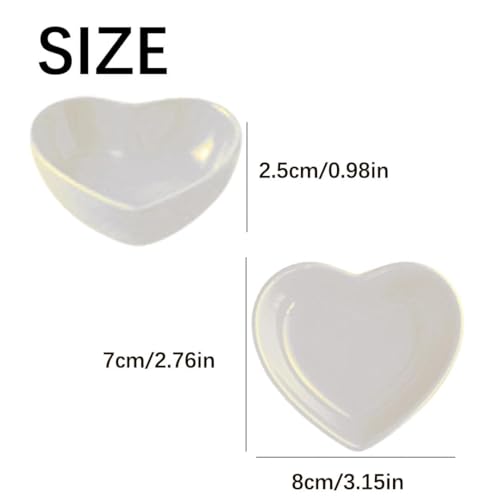 2 Pcs Hermit Crab Food Dish Ceramic Hermit Crab Water Bowl Reptile Water Dish Aquarium Accessory for Bearded Dragon Lizard Gecko Tortoise Snail Frog (White Love Heart)