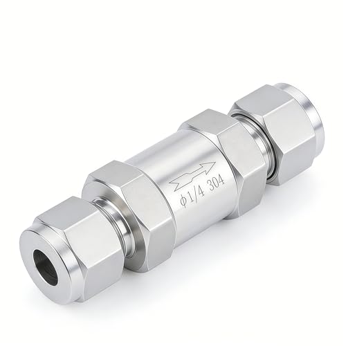 304 Stainless Steel Compression Check Valve, 1/4" OD One Way Backflow Prevention Non-Return Valve, 1pc ﻿