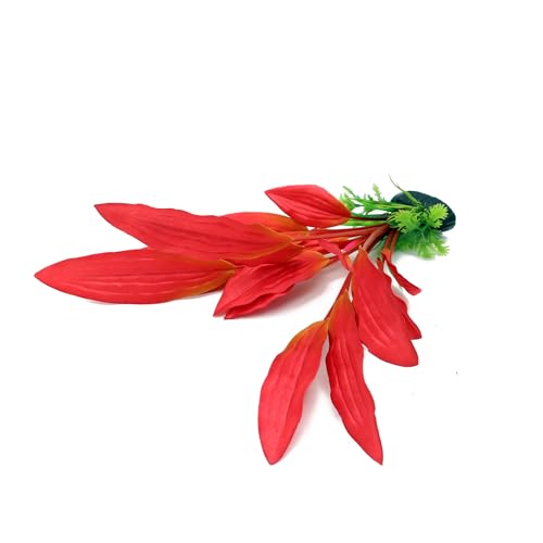 ALEGI Silk Aquarium Plants, 12 Inch Artificial Silk Plants Decorations for Fish Tank,Aquarium Décor Plastic Plants (Red, 2 Pack) - color: Red