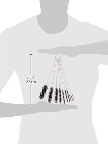 Pipe Cleaners Homewinner 8 inch Nylon Bottle Straw Cleaning Brush Set Stainless Steel Handle Flexible Tube Brushes Multiple Size, Set of 10