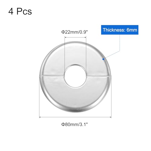uxcell 4pcs Wall Split Flange 80mm / 3.1" OD Escutcheon Plate ABS Round Self-Adhesive Plumbing Cover Plates for 22mm / 0.9" Dia Water Pipe Faucet Decoration Accessories, Silver - color: Silver, size: 22mm