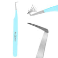 Ms.Queen Lash Tweezers for Eyelash Extensions, Precision Fiber Tip 90 Degree Tweezers for Mega Volume Lashes Extensions, Blue - style: 90 Degree Tweezers