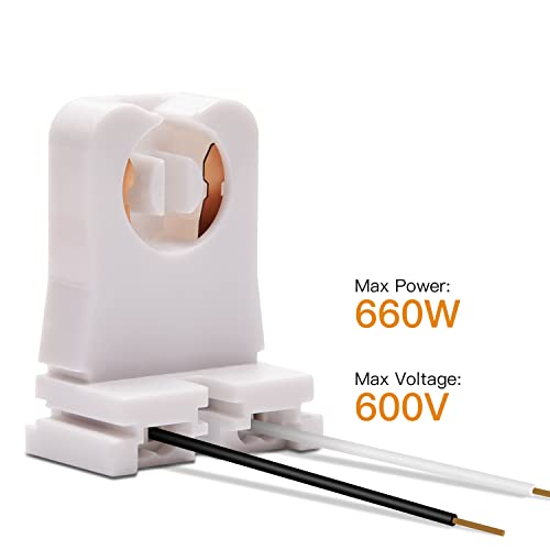 12-Pack JACKYLED Non-Shunted Turn-Type T8 Lamp Holder UL Socket Tombstone with 10 inches Wires Attached for LED Fluorescent Tube Replacements - style: T8 With Wire-12 Pack
