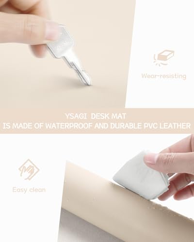 YSAGi Non-Slip Leather Desk Pad, Desk Matt for Desktop, Waterproof Laptop Computer Keyboard Mat, Table Protector Blotter Mat, Large Mouse Pad for Office/Work/Home/Decor(Beige, 23.6" x 13.7") - color: Beige, size: 23.6" x 13.7"