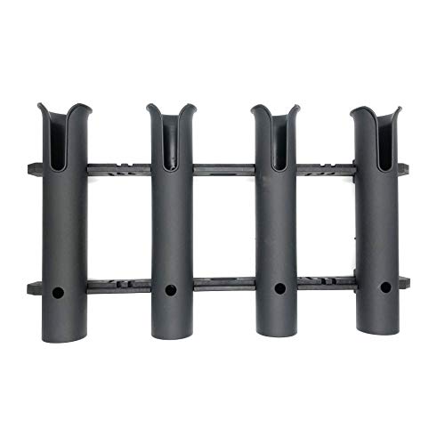 HiUmi Wall Mounted Fishing Rod Holders Tubes Links Fishing Rod Holder Rack Rests (4-Pole-Black) - color: 4-pole-black