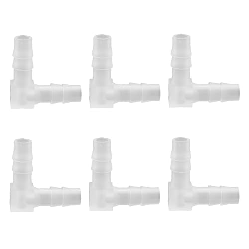 6PCS L Type Hose Plastic Elbow 1/4 inch 90 Degree Barbed Fitting PP Equal Hose Adaptor Transparent Colour Tongbao Tower Spout Fish Tank Connector Tube For Aquariums