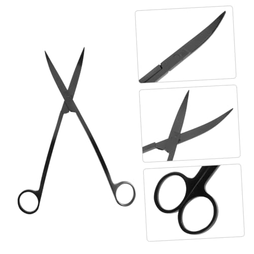 Garneck Stainless Steel Aquatic Plant Scissor for Fish Tank Durable Water Plant Trimmer with Comfortable Finger Rings Aquarium Planting Tool for Freshwater Saltwater Landscapes