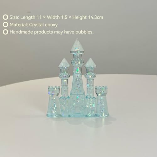 Aquarium Castle Decor with Mermaid Tails – 3-Piece Fish Tank Decoration Set for Betta, Goldfish, Terrarium or Desktop (Blue – Castle with Mermaid Tails)