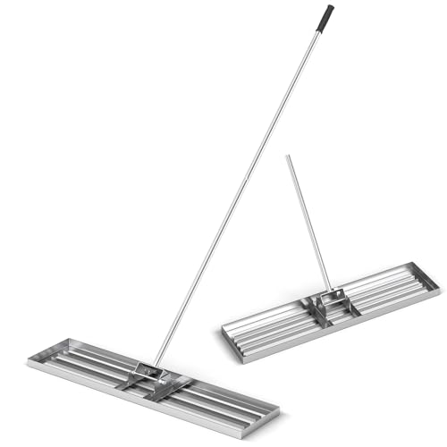 Goplus Lawn Leveling Rake, 42" x 10" Heavy Duty Level Lawn Tool w/ Ergonomic Handle for Soil, Effort-Saving Landscape Rake for Garden, Backyard, Golf Course, Farm, Pasture, Silver - style: 42" x 10", Silver