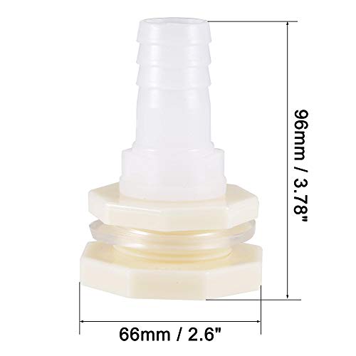 uxcell Bulkhead Fitting Adapter 25mm Barbed x G1 Female ABS White for Aquariums, Water Tanks, Tubs, Pools - size: G1