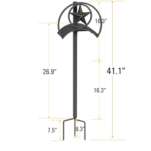 GOFORWILD Garden Hose Holder, Star Decorative, Durable Wall Hose Hanger, Hose Reel, Holds 125-Feet of 5/8-Inch Hose, Made of Gauge Steel - size: freestanding