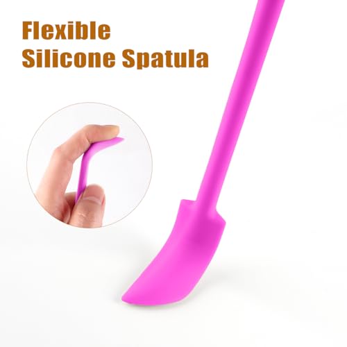 Silicone Spatula Set (6Pcs) - Mini Scraper Tool for Beauty & Food - Reach Every Last Drop, Multi-Size Spatulas for Makeup Jars, Lotion Bottles & Kitchen Containers (Pink) - color: Pink