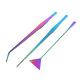 COLLBATH 3Pcs Plated Stainless Steel Tools Set Straight Tweezers Curved Tweezers Flat Spatula for Aquatic Plant Care and Fish Tank Decoration