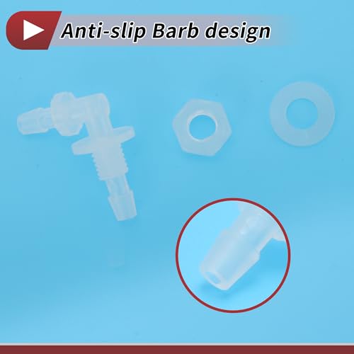 1 Set Aquarium Plastic Hose Barb Fitting 3/16" Hose ID Elbow Connectors Aquarium Tank Air Pump Hose Joints Clear PP - size: 3/16"-M8