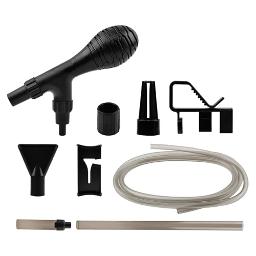 Aquarium Gravel Vacuum Siphon (Non-Electric), Manual Fish Tank Water Changer with 6ft Hose & Squeeze Bulb, Slim Intake for Tight Spaces, for 5–20 Gallon Tanks, Up to 27 in Depth