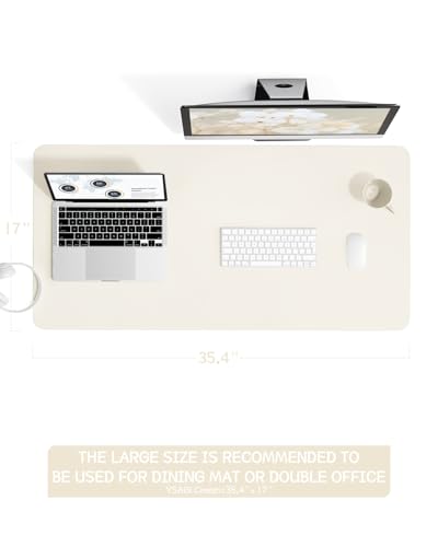 YSAGi Non-Slip Leather Desk Pad, Desk Matt for Desktop, Waterproof Laptop Computer Keyboard Mat, Table Protector Blotter Mat, Large Mouse Pad for Office/Work/Home/Decor(Cream, 35.4" x 17") - color: Cream, size: 35.4" x 17"
