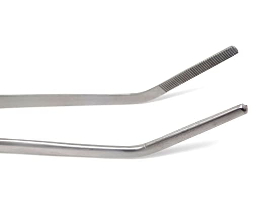 A2Z-Aquascaping Maintenance Tools Accessories,Anti-Rust Stainless Steel Tweezers Scissors Spatula for Aquarium Tank Clean, Fish Tank, Bonsai, Algae Scrapers (12" Serrated Tweezers - Angled)