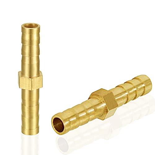 Joywayus 3/8" ID Hose Barb,Hex Union Brass Fitting Intersection/Split Brass Water/Fuel/Air with 6 Stainless Steel Clamps(Pack of 3) - size: 3/8 Inch, style: 3PCS