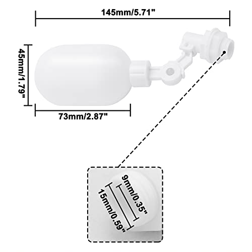 3/8inch Tube Float Ball Valve Water Level Control, Adjustable Plastic Water Purifiers Float Valve Kit for Tank Aquariums Aquaculture (Side Install) - style: Side Install