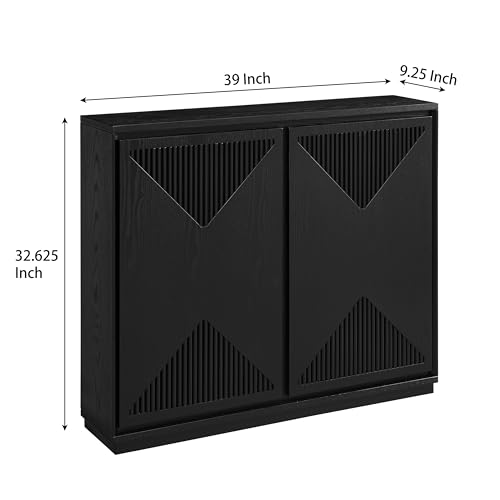 LKTART Buffet Cabinet Sideboard with Storage,Mid Century Modern Entryway Cabinet with Doors &Shelves,Narrow TV Media Console Table,Black,2 Pieces - color: D- Black, size: 2 Pieces