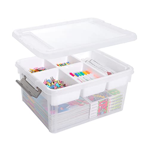 Citylife 17 QT Plastic Storage Box with Removable Tray Craft Organizers and Storage Clear Storage Container for Organizing Bead, Tool, Sewing, Playdoh,Coloring Books - size: 17 Qt- 1 Pack