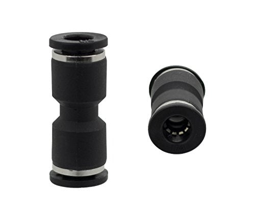 PneumaticPlus PUC Series Push-to-Connect Air Fittings - Union Straight (10, Black Sleeve, 1/4" Tube OD) - size: 1/4" Tube OD
