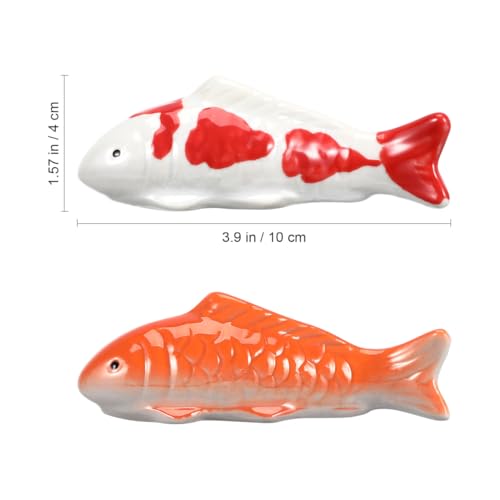 INOOMP 2pcs Ceramic Floating Fish Artificial Aquarium Floating Realistic Floating Koi Fish Figurines for Indoor or Outdoor Decor Desktop Ornaments