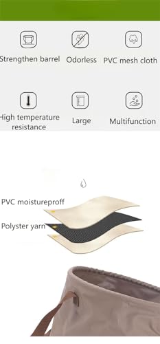 Collapsible Bucket 2.6/5.3 Gallon Portable Camping Outdoor Buckets Water Container Basin Foldable for Camping Hiking Travel Foot Soaking Fishing (Khaki, 10L(Diameter 24cm;Height 21cm))