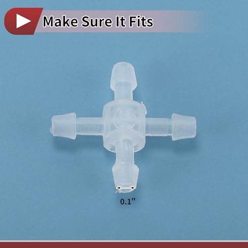 Plastic Hose Barb Fitting 1/8" OD Barb Cross 4 Way Pipe Connector Clear 10 Pcs - size: 1/8"OD