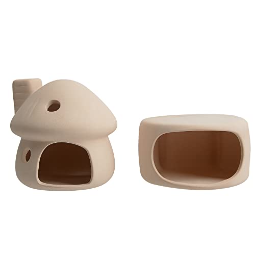 Aquarium Decor Ceramic Mushroom House with Cave Set Ornament Fish Tank Landscape Decoration for Small Shrimp for Goldfishes to Rest (Yellow) - color: Yellow B