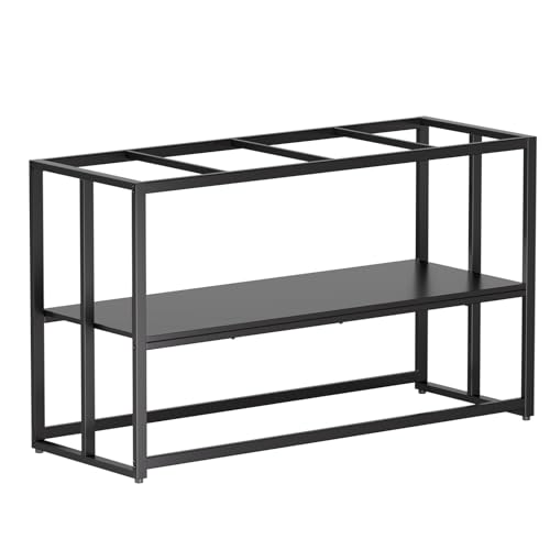 Urban Deco 55-75 Gallon Fish Tank Stand 900LBS Capacity For Aquarium Stand Metal Fish Tank Stand 48.4"x19.7"x31.5" Dual-Layer Design Terrarium Stand Ideal for Home and Office, Black - color: Black, size: 55-75 Gallon