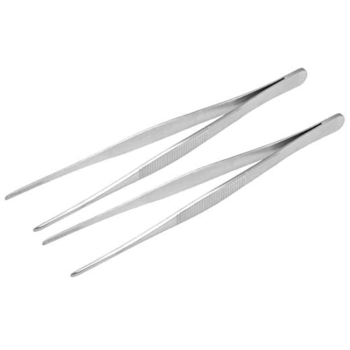 8 Inch Stainless Steel Tweezers with Straight Serrated Tip Multipurpose Forceps for Craft Repairing 2 Pack - size: 8 Inch
