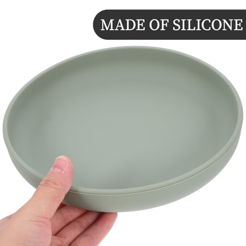 Ipetboom Silicone Anti-Spill Plate with Suction Cup Base Raised Edge Scoop Plate for S and Disabled Adults Non-Skid Self-Feeding Dinnerware Dishwasher Safe 7.7X7.7X1.6 Inches
