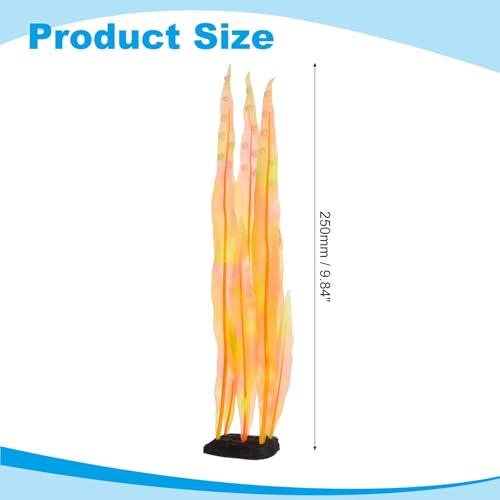 Aquarium Decoration, 10" Plastic Fish Tank Plants Artificial Silicone Glowing Kelp Aquarium Plants Ornament, (Orange, 1 Pcs), Intended for Tall Fish Tank Decor/Landscaping - color: Orange, size: 10"